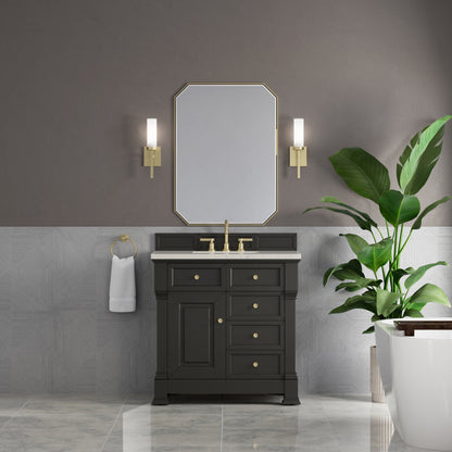 James Martin Vanities Brookfield 36" Black Onyx Single Vanity With 3 CM Siberian Silestone Top