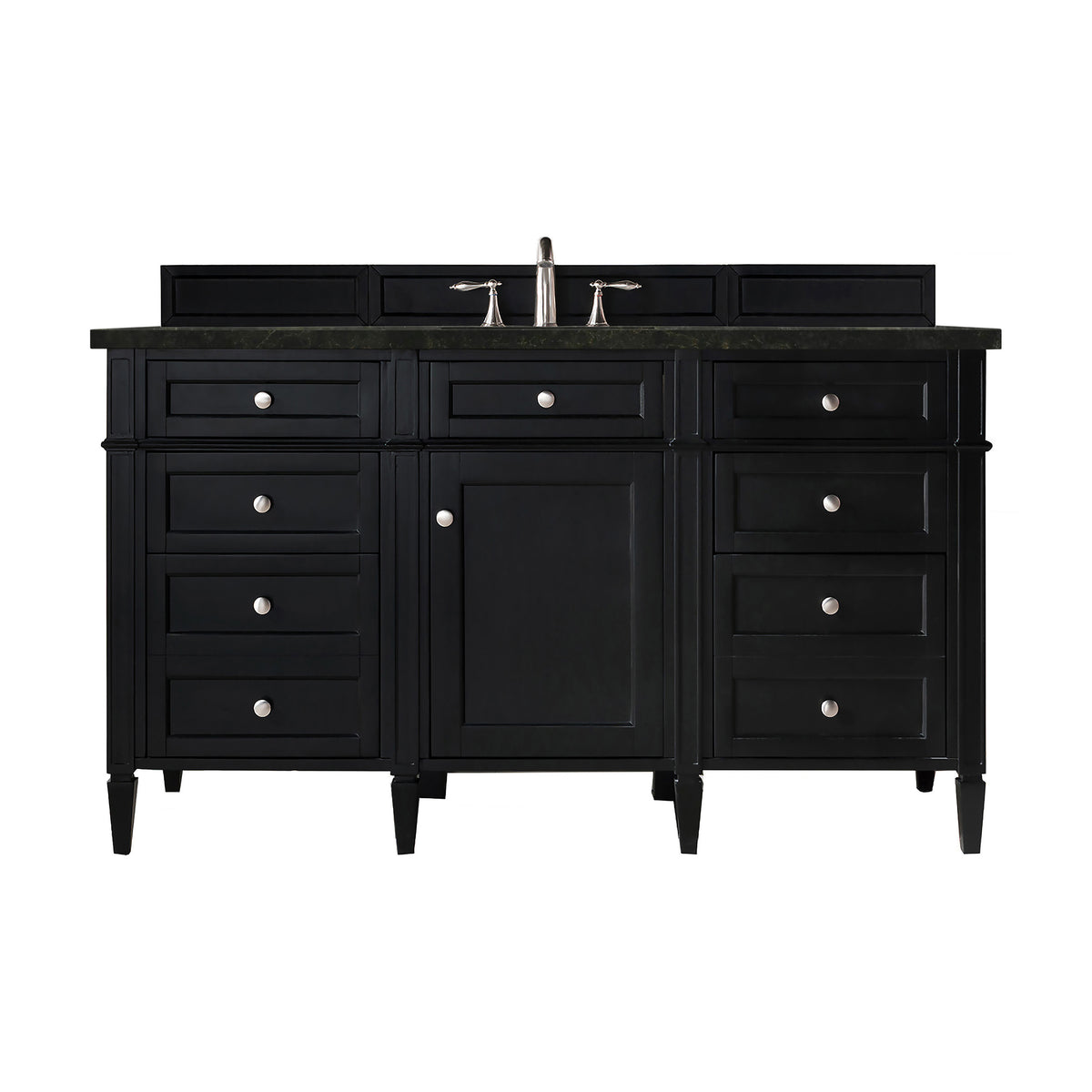 James Martin Vanities Brittany 60" Black Onyx Single Vanity With 3 CM Phantome Eclos Top