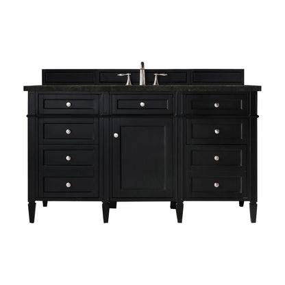 James Martin Vanities Brittany 60" Black Onyx Single Vanity With 3 CM Phantome Eclos Top