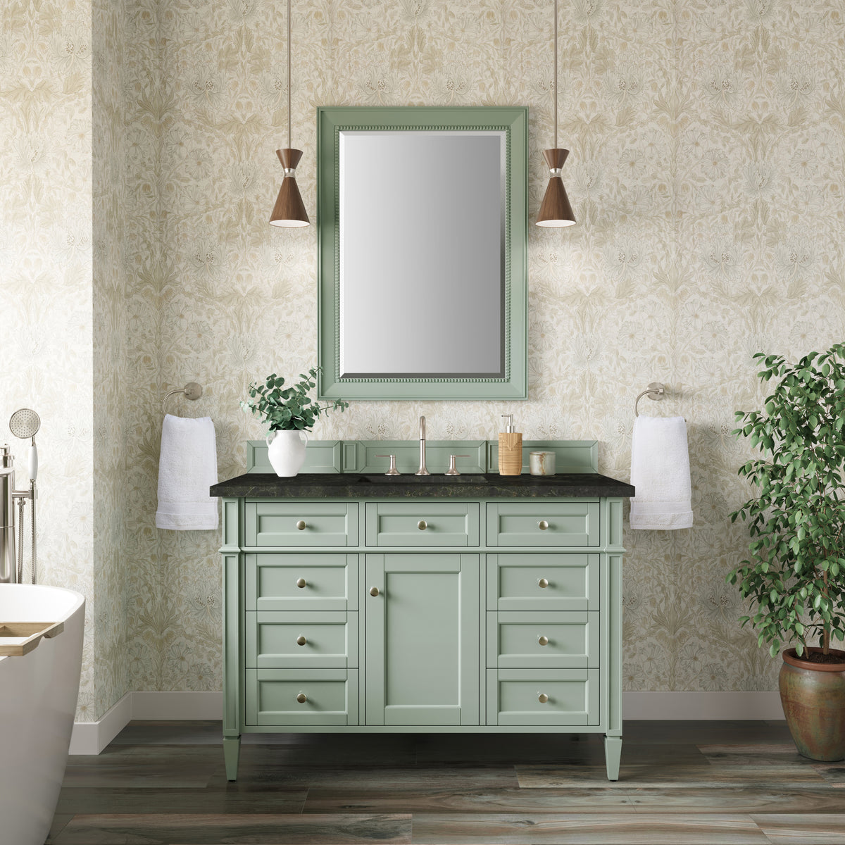 James Martin Vanities Brittany 48" Sage Green Single Vanity With 3 CM Phantome Eclos Top