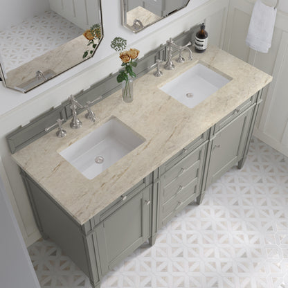 James Martin Vanities Brittany 60" Urban Gray Double Vanity With 3 CM Tajnar Eclos Top