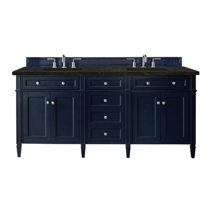 James Martin Vanities Brittany 72" Victory Blue Double Vanity With 3 CM Phantome Eclos Top