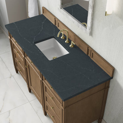 James Martin Vanities Brittany 60" Pecan Single Vanity With 3 CM Charcoal Soapstone Silestone Top