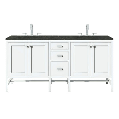 James Martin Vanities Addison 72" Glossy White Double Vanity With 3 CM Phantome Eclos Top