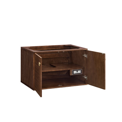 James Martin Vanities Amberly 36" Mid-Century Walnut Single Vanity With 3 CM Phantome Eclos Top