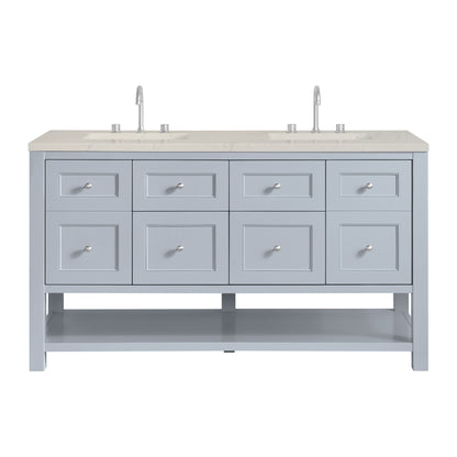 James Martin Vanities Breckenridge 60" Serenity Blue Double Vanity With 3cm Siberian Silestone Top