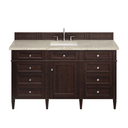 James Martin Vanities Brittany 60" Burnished Mahogany Single Vanity With 3 CM Tajnar Eclos Top