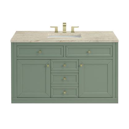 James Martin Vanities Chicago 48" Smokey Celadon Single Vanity With 3 CM Tajnar Eclos Top