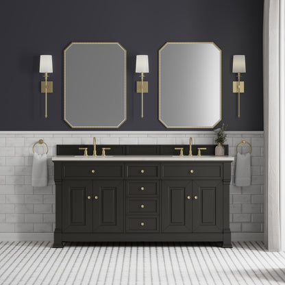 James Martin Vanities Brookfield 72" Black Onyx Double Vanity With 3 CM Siberian Silestone Top and FreePower Wireless Charger