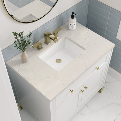 James Martin Vanities Chicago 36" Glossy White Single Vanity With 3 CM Siberian Silestone Top