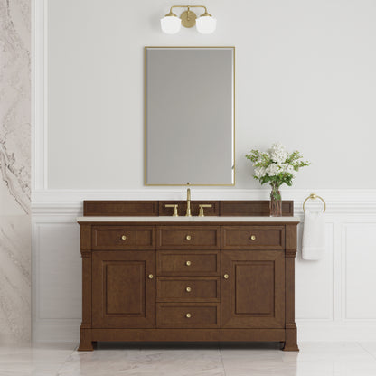 James Martin Vanities Brookfield 60" Honey Oak Single Vanity With 3 CM Siberian Silestone Top and FreePower Wireless Charger