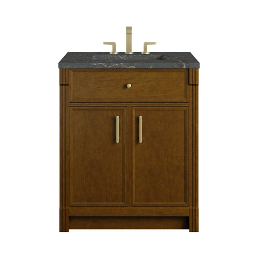 James Martin Vanities Bellshire 30" Honey Oak Single Vanity With 3 CM Parisien Bleu Silestone Top