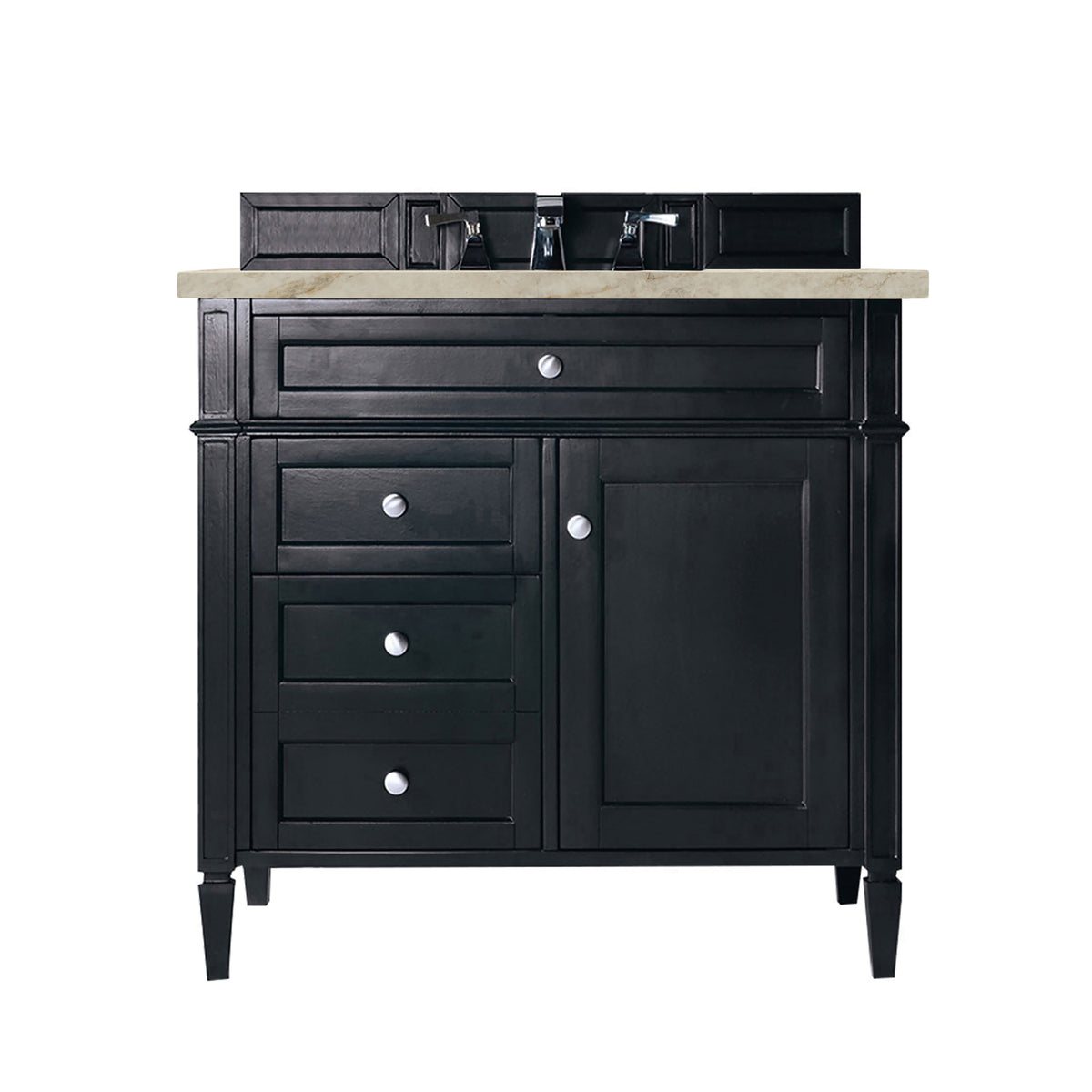 James Martin Vanities Brittany 36" Black Onyx Single Vanity With 3 CM Tajnar Eclos Top