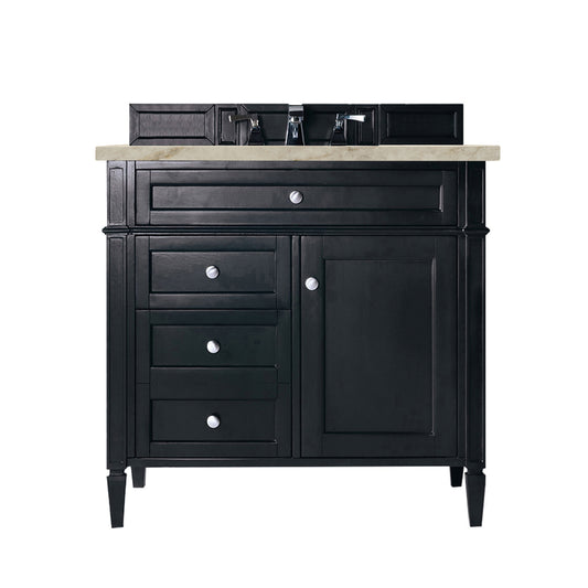 James Martin Vanities Brittany 36" Black Onyx Single Vanity With 3 CM Tajnar Eclos Top