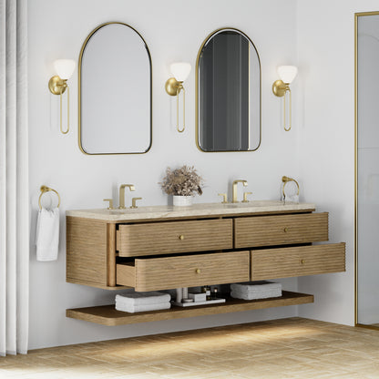 James Martin Vanities Allamari 72" Dune Mist Double Vanity With 3 CM Tajnar Eclos Top and FreePower Wireless Charger