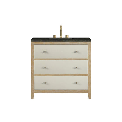 James Martin Vanities Celeste 36" Sunwashed Oak with Embossed Shagreen Single Vanity With 3 CM Phantome Eclos Top