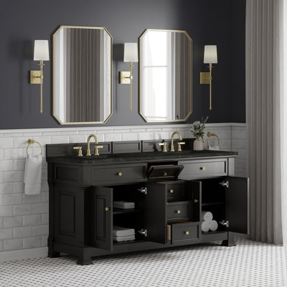 James Martin Vanities Brookfield 72" Black Onyx Double Vanity With 3 CM Phantome Eclos Top