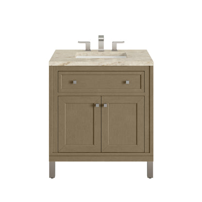James Martin Vanities Chicago 30" Walnut Whisper Single Vanity With 3 CM Tajnar Eclos Top
