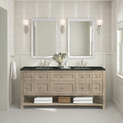 James Martin Vanities Breckenridge 72" Whitewashed Oak Double Vanity With 3cm Phantome Eclos Top