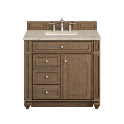 James Martin Vanities Bristol 36" Saddle Brown Single Vanity With 3 CM Tajnar Eclos Top