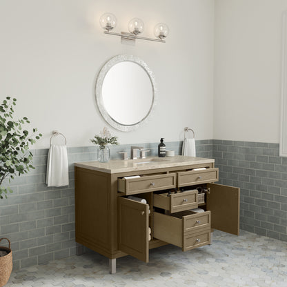 James Martin Vanities Chicago 48" Walnut Whisper Single Vanity With 3 CM Tajnar Eclos Top