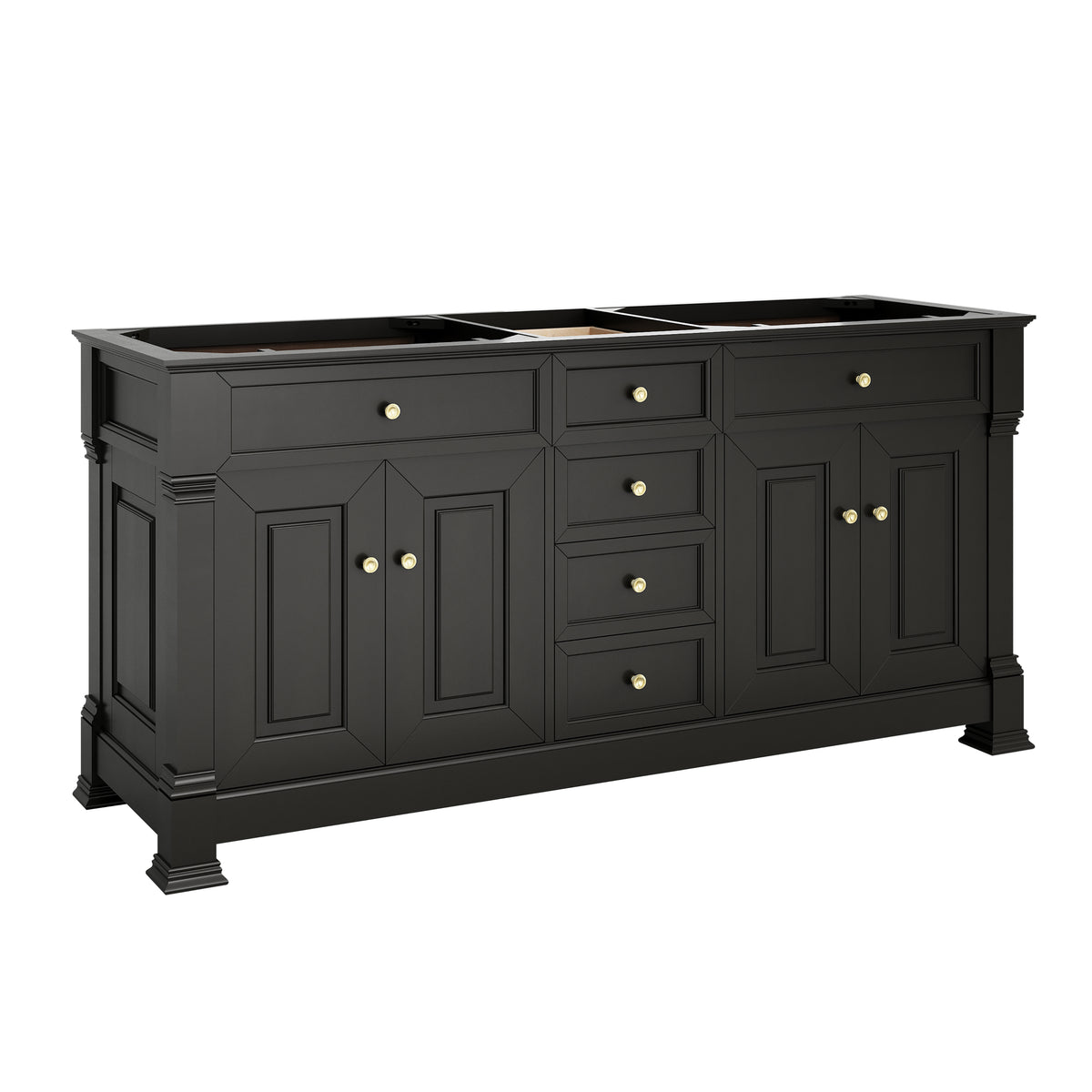 James Martin Vanities Brookfield 72" Black Onyx Double Vanity With 3 CM Siberian Silestone Top and FreePower Wireless Charger