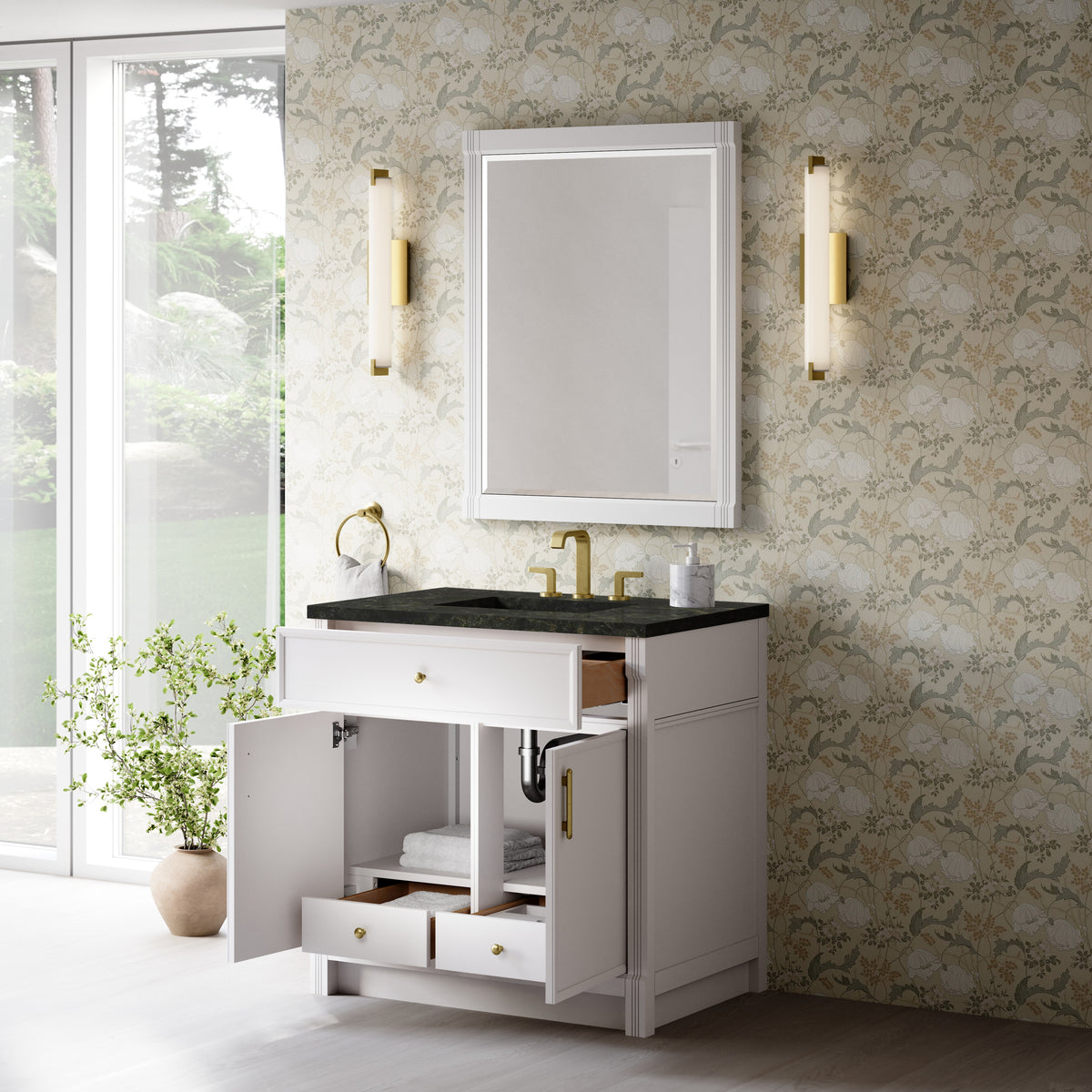 James Martin Vanities Bellshire 36" Bright White Single Vanity With 3 CM Phantome Eclos Top