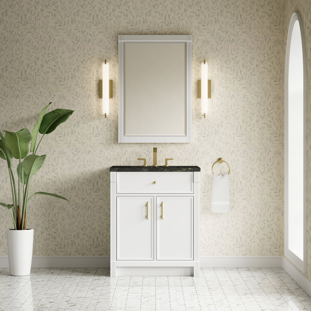 James Martin Vanities Bellshire 30" Bright White Single Vanity With 3 CM Phantome Eclos Top