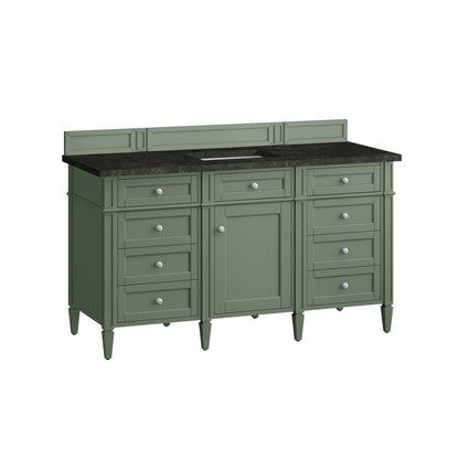 James Martin Vanities Brittany 60" Smokey Celadon Single Vanity With 3 CM Phantome Eclos Top