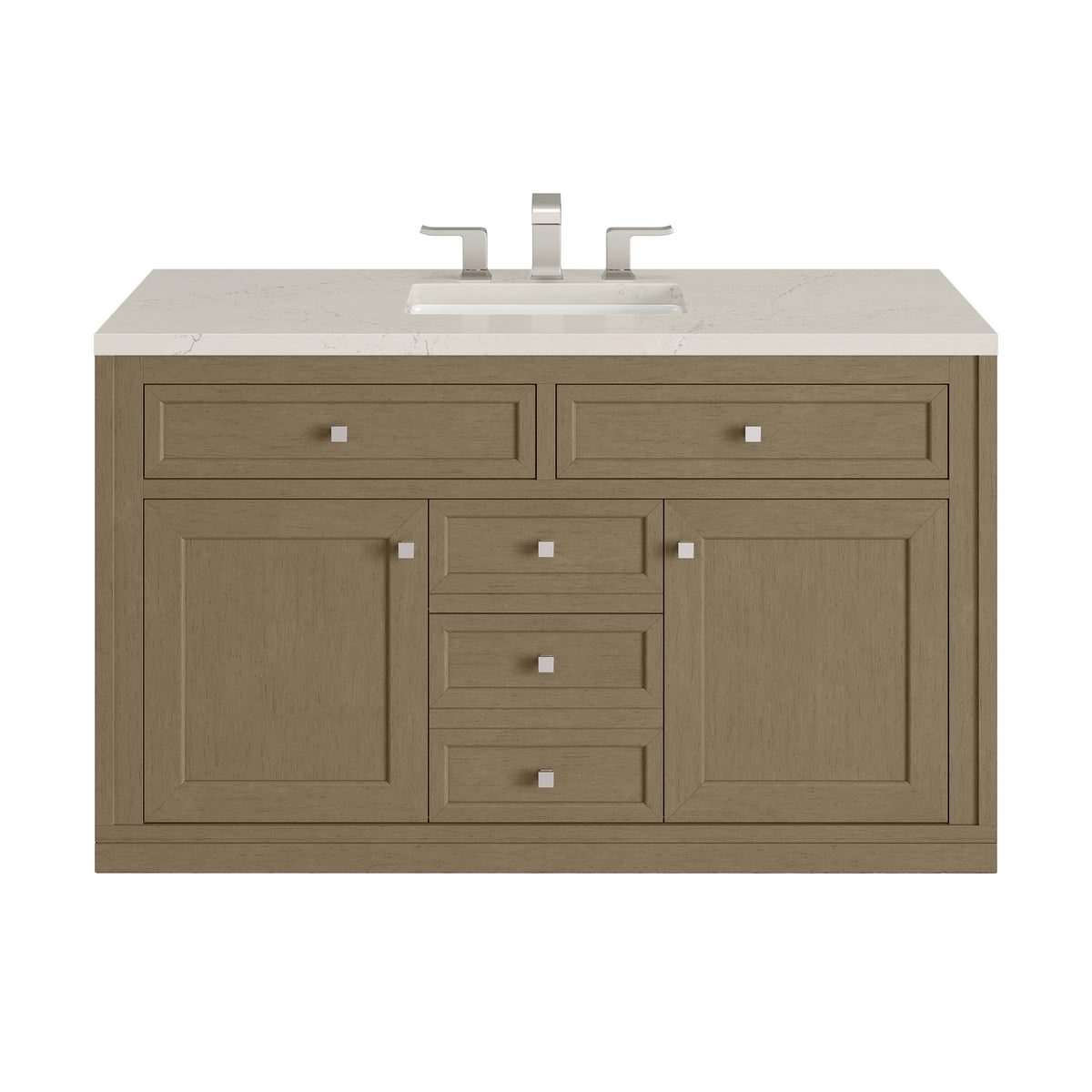 James Martin Vanities Chicago 48" Walnut Whisper Single Vanity With 3 CM Siberian Silestone Top