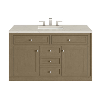 James Martin Vanities Chicago 48" Walnut Whisper Single Vanity With 3 CM Siberian Silestone Top