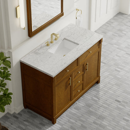 James Martin Vanities Bellshire 48" Honey Oak Single Vanity With 3 CM Eternal Jasmine Pearl Silestone Top