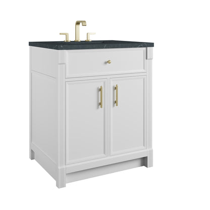 James Martin Vanities Bellshire 30" Bright White Single Vanity With 3 CM Charcoal Soapstone Silestone Top