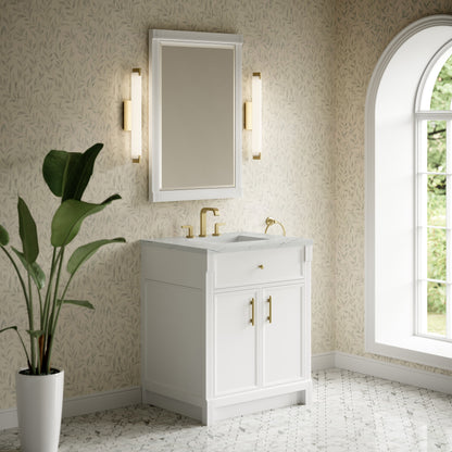 James Martin Vanities Bellshire 30" Bright White Single Vanity With 3 CM Ethereal Noctis Silestone Top