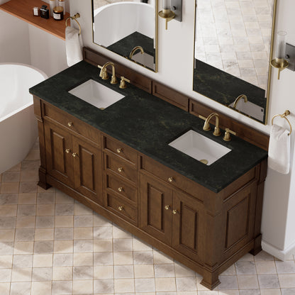 James Martin Vanities Brookfield 72" Honey Oak Double Vanity With 3 CM Phantome Eclos Top