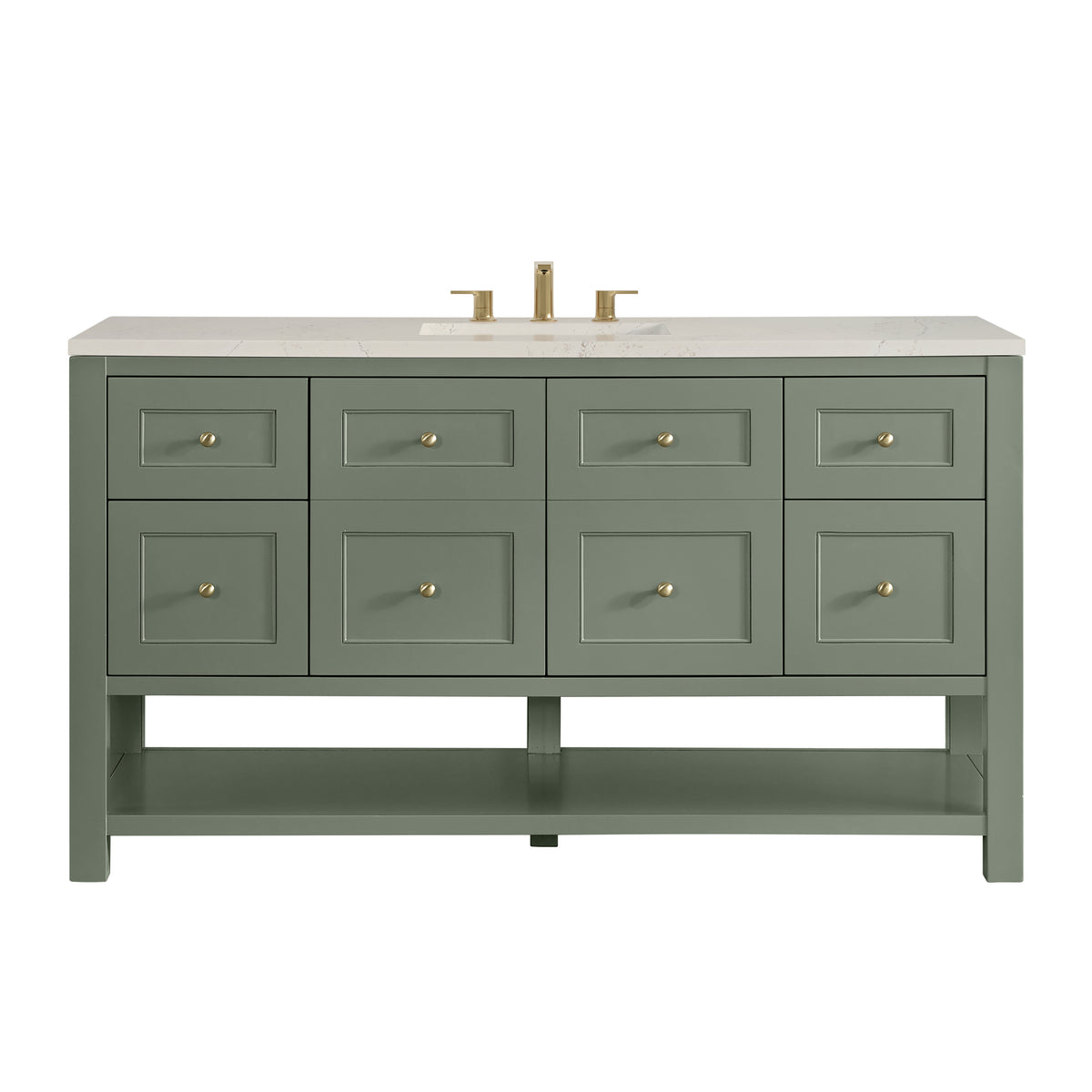 James Martin Vanities Breckenridge 60" Smokey Celadon Single Vanity With 3cm Siberian Silestone Top and FreePower Wireless Charger
