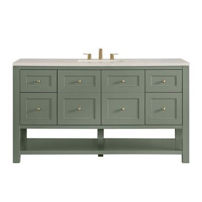 James Martin Vanities Breckenridge 60" Smokey Celadon Single Vanity With 3cm Siberian Silestone Top and FreePower Wireless Charger
