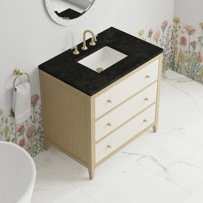 James Martin Vanities Celeste 36" Sunwashed Oak with Embossed Shagreen Single Vanity With 3 CM Phantome Eclos Top