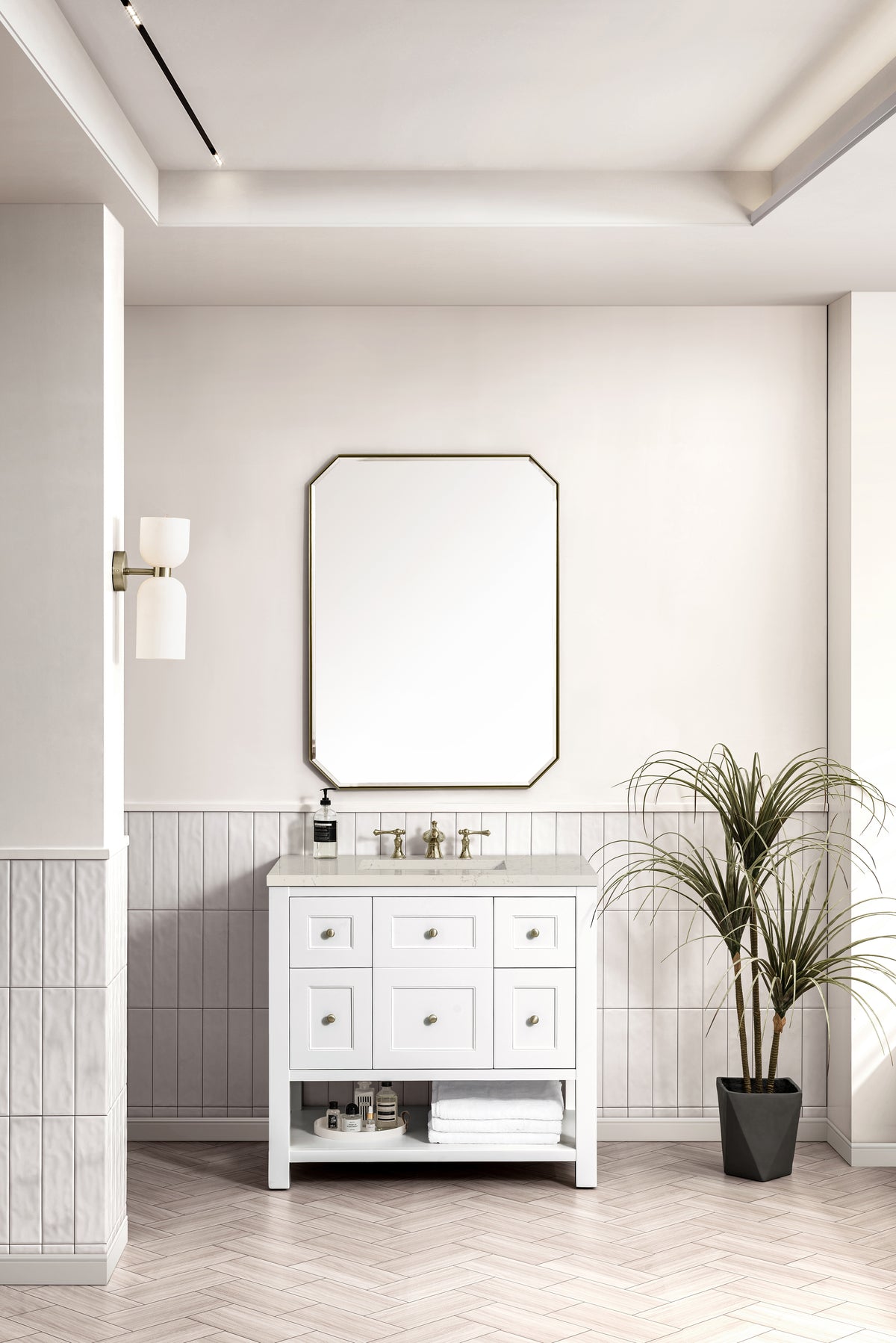 James Martin Vanities Breckenridge 36" Bright White Single Vanity With 3cm Siberian Silestone Top