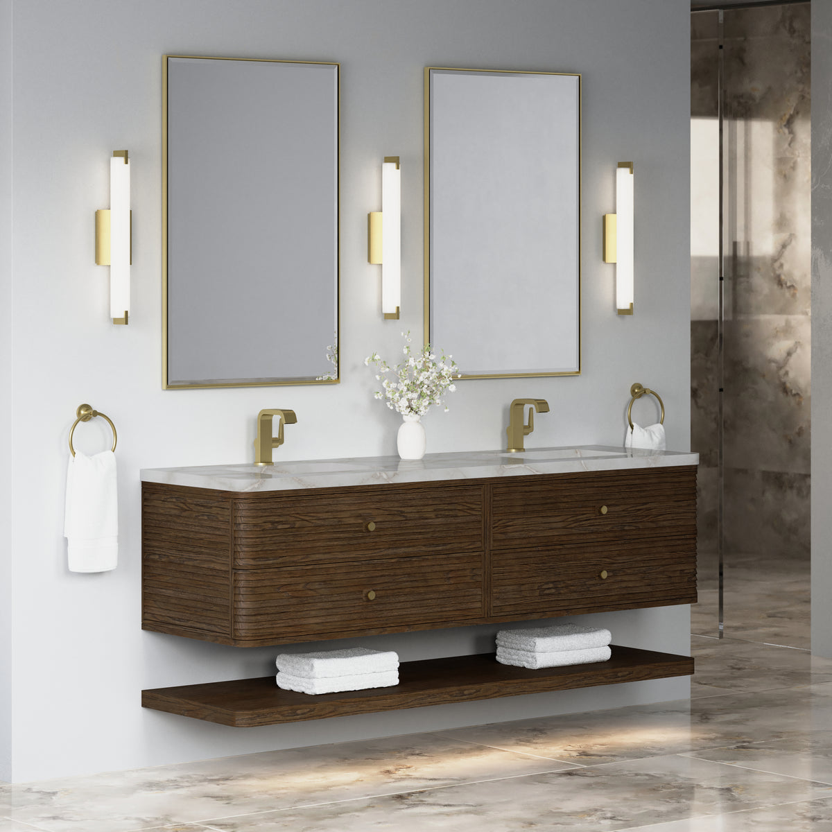 James Martin Vanities Allamari 72" Sable Double Vanity With Single Hole 3 CM Victorian Silver Silestone Top