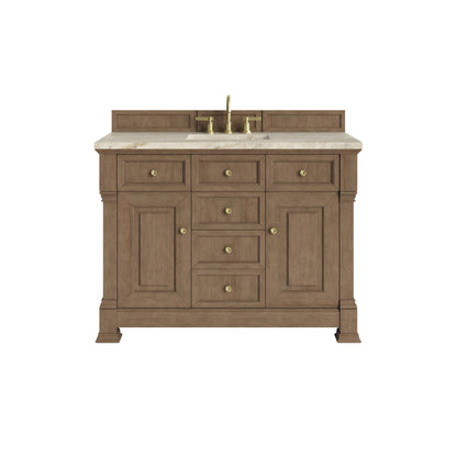 James Martin Vanities Brookfield 48" Pecan Single Vanity With 3 CM Tajnar Eclos Top and FreePower Wireless Charger