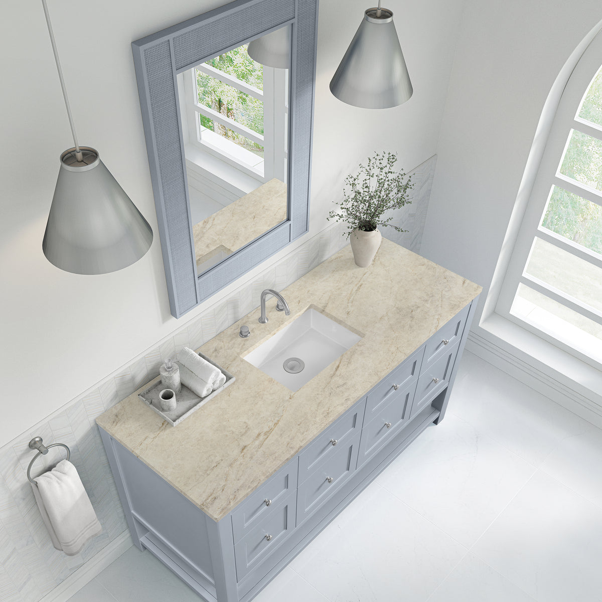 James Martin Vanities Breckenridge 60" Serenity Blue Single Vanity With 3cm Tajnar Eclos Top