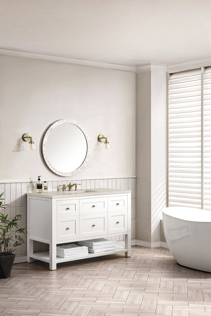 James Martin Vanities Breckenridge 48" Bright White Single Vanity With 3cm Siberian Silestone Top