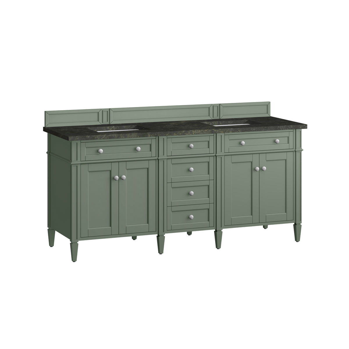 James Martin Vanities Brittany 72" Smokey Celadon Double Vanity With 3 CM Phantome Eclos Top