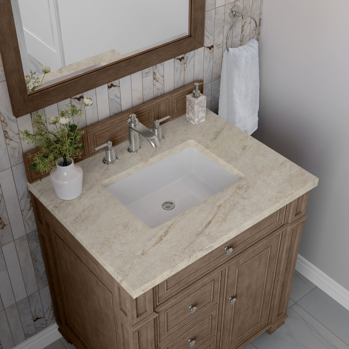 James Martin Vanities Bristol 30" Whitewashed Walnut Single Vanity With 3 CM Tajnar Eclos Top