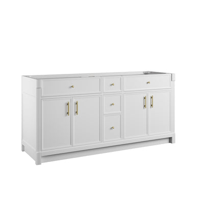 James Martin Vanities Bellshire 72" Bright White Double Vanity With 3 CM Victorian Silver Silestone Top