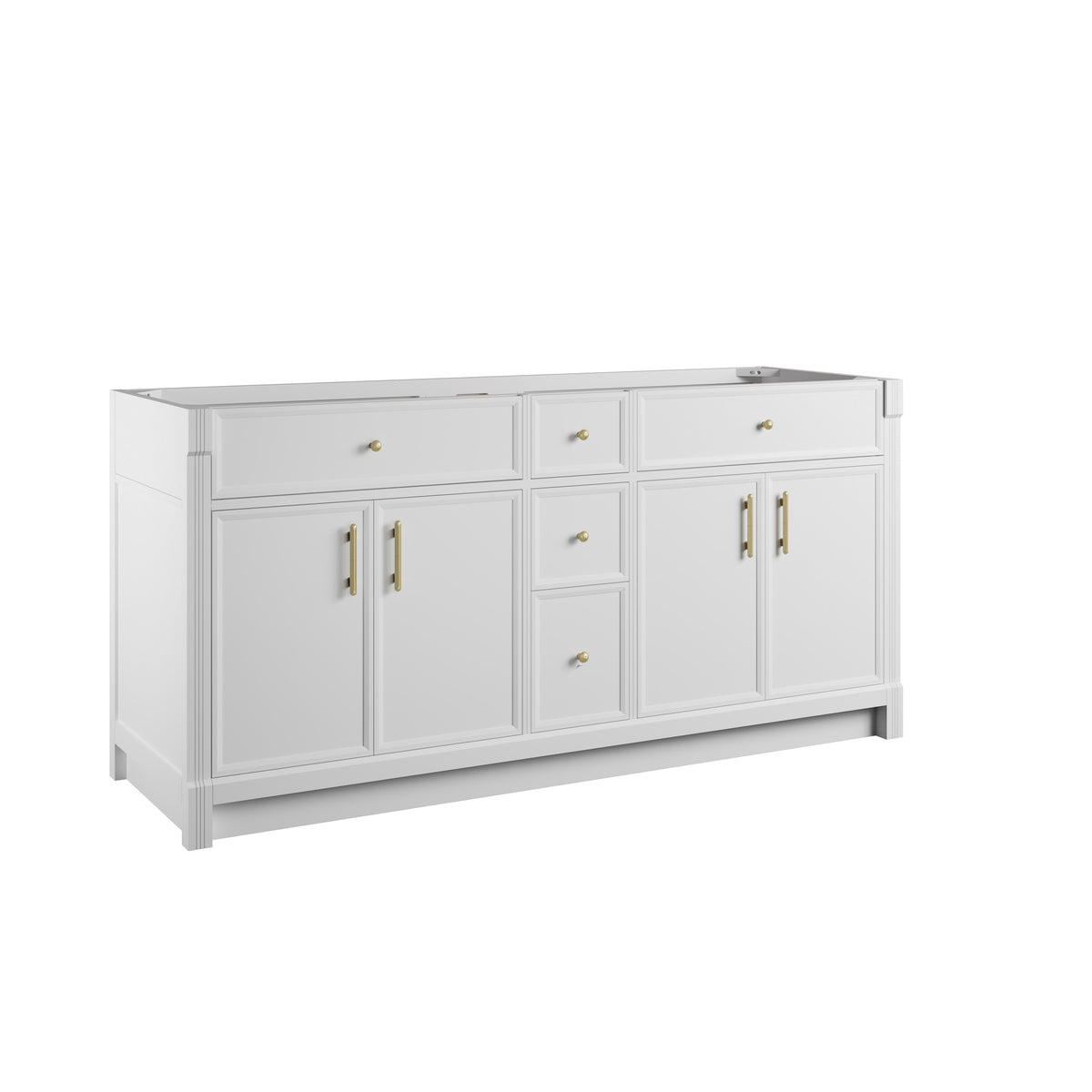 James Martin Vanities Bellshire 72" Bright White Double Vanity With 3 CM Victorian Silver Silestone Top and FreePower Wireless Charger