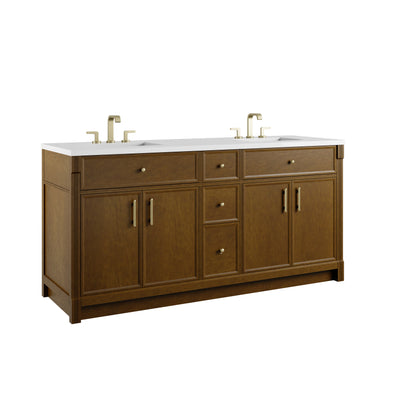 James Martin Vanities Bellshire 72" Honey Oak Double Vanity With 3 CM Charcoal Soapstone Silestone Top