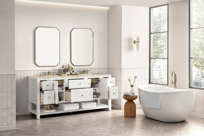 James Martin Vanities Breckenridge 72" Bright White Double Vanity With 3cm Tajnar Eclos Top