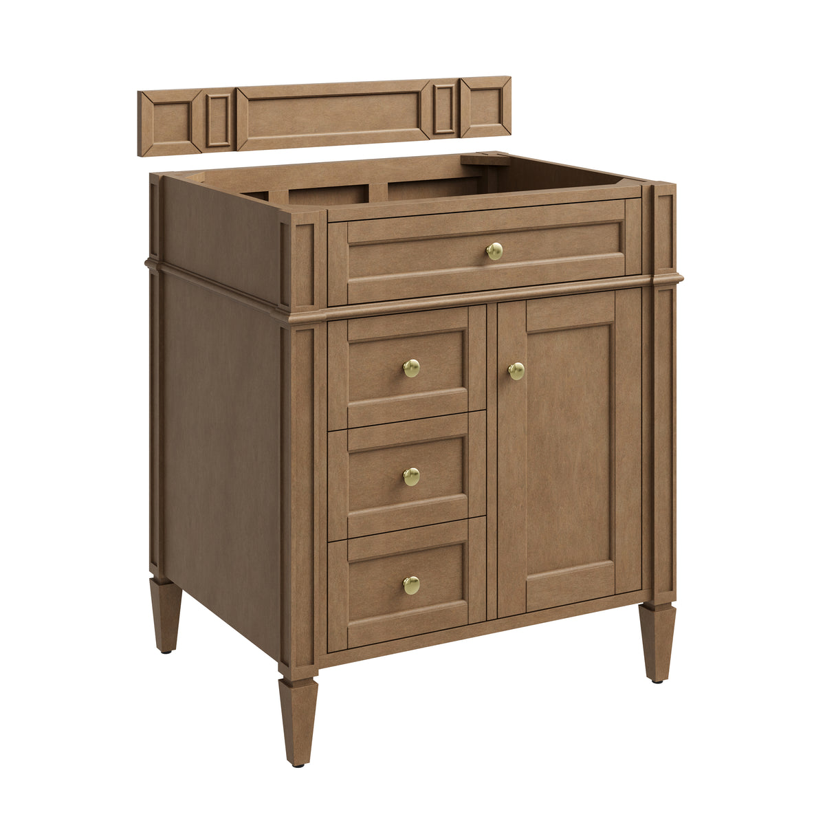 James Martin Vanities Brittany 30" Pecan Single Vanity With 3 CM Charcoal Soapstone Silestone Top